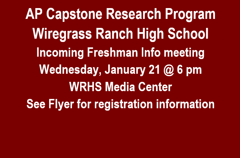 AP CAPSTONE WEDNESDAY JAN. 21 @ 6 PM